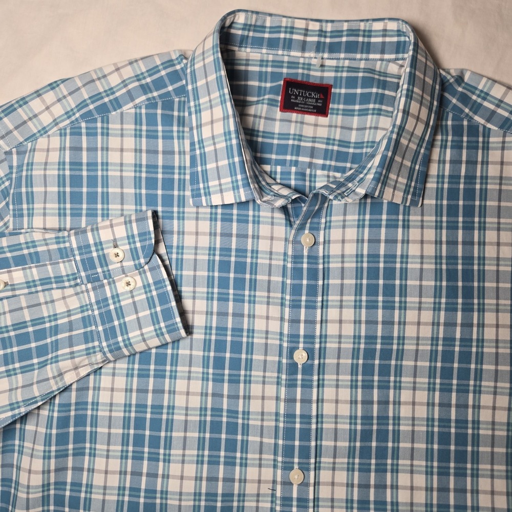 UNTUCKit Shirt Relaxed Fit Wrinkle Free‎ Mens XXL Long Sleeve Button Up Shirt